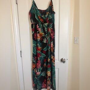 SHEIN Black Tropical Floral Maxi Dress